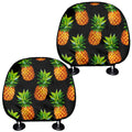 Black Pineapple Pattern Print Car Headrest Covers