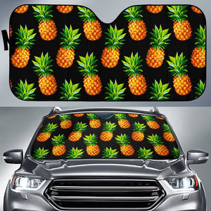 Black Pineapple Pattern Print Car Sun Shade GearFrost