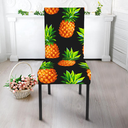 Black Pineapple Pattern Print Dining Chair Slipcover