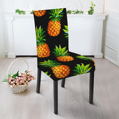 Black Pineapple Pattern Print Dining Chair Slipcover