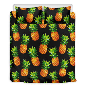 Black Pineapple Pattern Print Duvet Cover Bedding Set