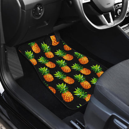 Black Pineapple Pattern Print Front and Back Car Floor Mats