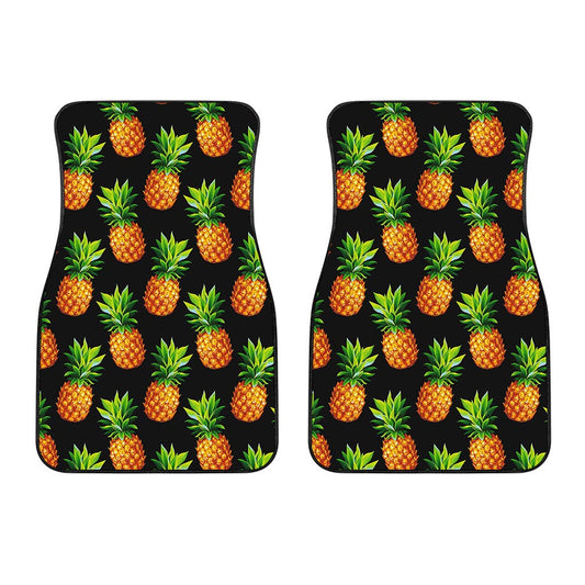 Black Pineapple Pattern Print Front Car Floor Mats