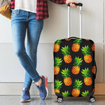 Black Pineapple Pattern Print Luggage Cover GearFrost