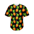 Black Pineapple Pattern Print Men's Baseball Jersey