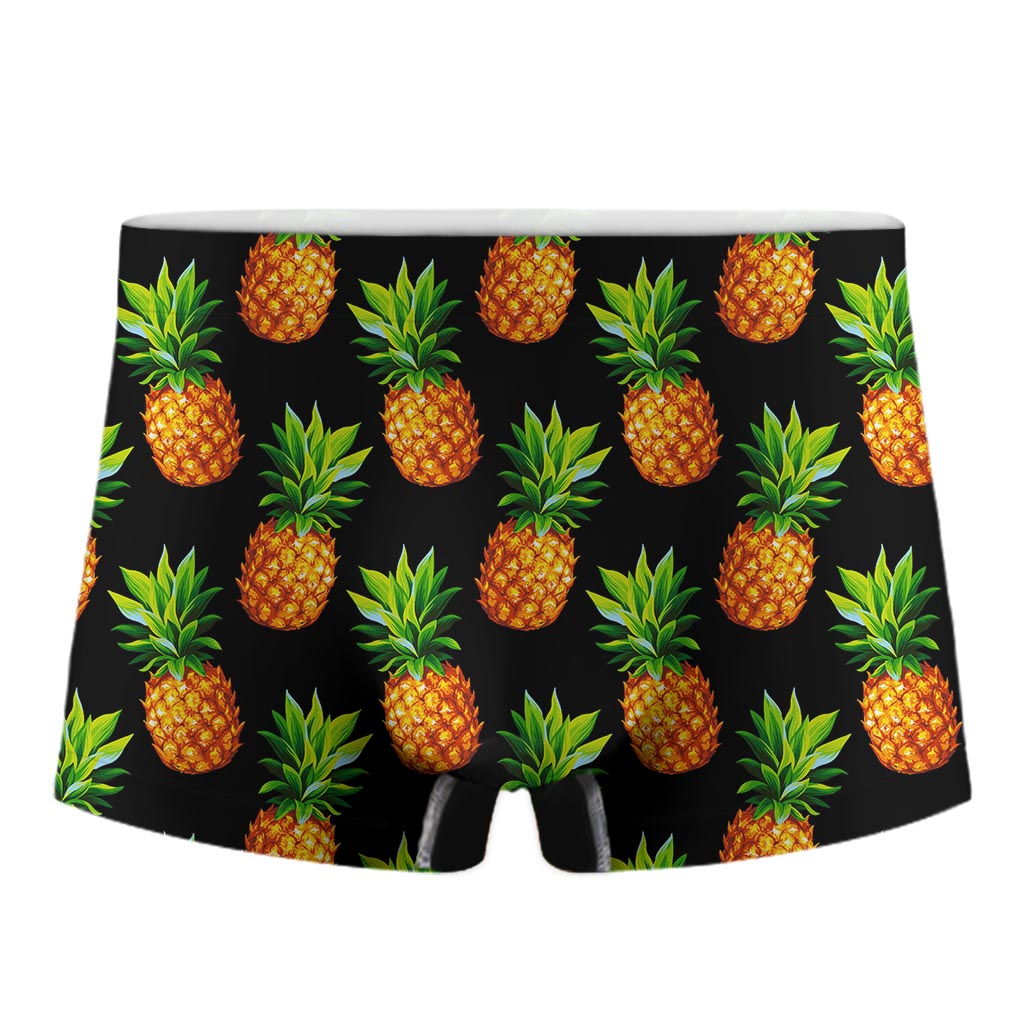Black Pineapple Pattern Print Men's Boxer Briefs