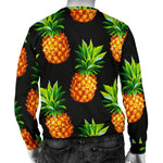 Black Pineapple Pattern Print Men's Crewneck Sweatshirt GearFrost