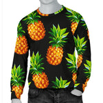 Black Pineapple Pattern Print Men's Crewneck Sweatshirt GearFrost