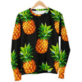 Black Pineapple Pattern Print Men's Crewneck Sweatshirt