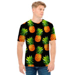 Black Pineapple Pattern Print Men's T-Shirt