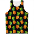 Black Pineapple Pattern Print Men's Tank Top