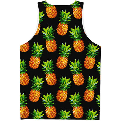 Black Pineapple Pattern Print Men's Tank Top