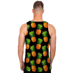 Black Pineapple Pattern Print Men's Tank Top