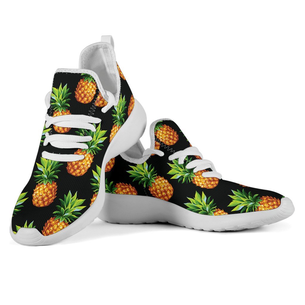 Black Pineapple Pattern Print Mesh Knit Shoes GearFrost