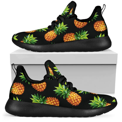 Black Pineapple Pattern Print Mesh Knit Shoes GearFrost