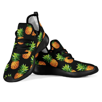 Black Pineapple Pattern Print Mesh Knit Shoes GearFrost