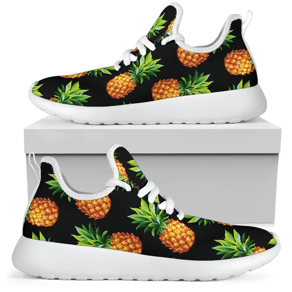 Black Pineapple Pattern Print Mesh Knit Shoes GearFrost