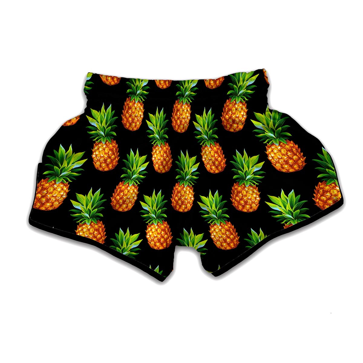 Black Pineapple Pattern Print Muay Thai Boxing Shorts