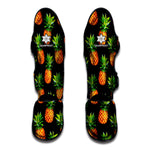 Black Pineapple Pattern Print Muay Thai Shin Guard