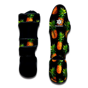 Black Pineapple Pattern Print Muay Thai Shin Guard