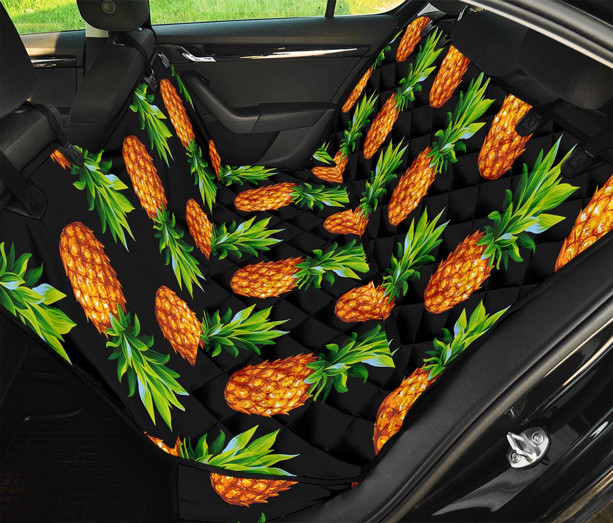 Black Pineapple Pattern Print Pet Car Back Seat Cover
