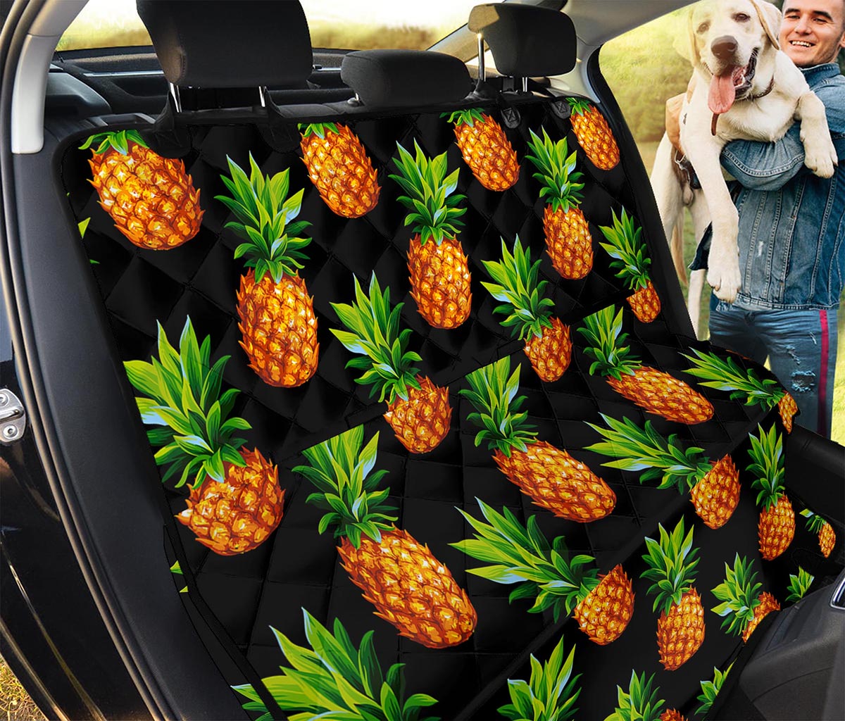 Black Pineapple Pattern Print Pet Car Back Seat Cover