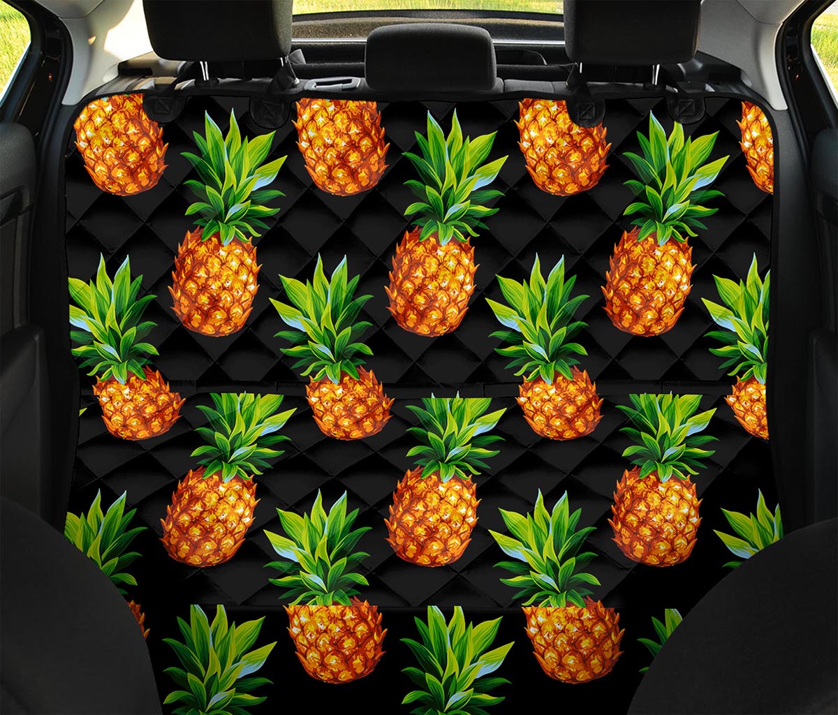 Black Pineapple Pattern Print Pet Car Back Seat Cover
