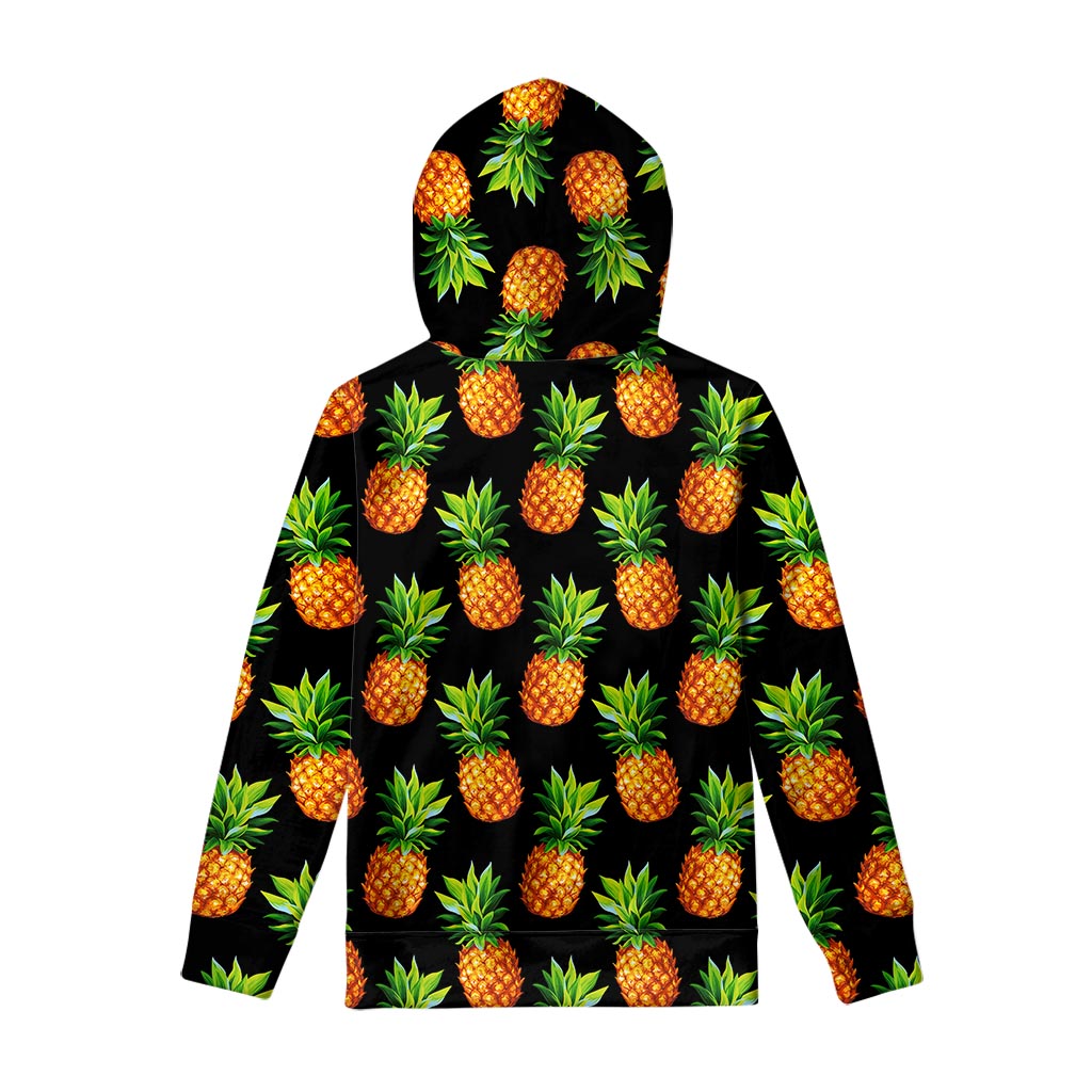 Black Pineapple Pattern Print Pullover Hoodie