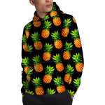 Black Pineapple Pattern Print Pullover Hoodie