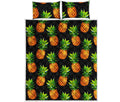 Black Pineapple Pattern Print Quilt Bed Set