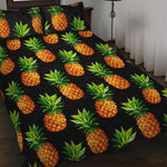 Black Pineapple Pattern Print Quilt Bed Set