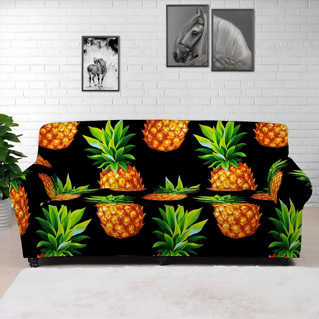 Black Pineapple Pattern Print Sofa Cover