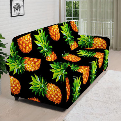 Black Pineapple Pattern Print Sofa Cover