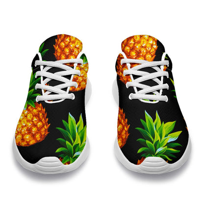 Black Pineapple Pattern Print Sport Shoes GearFrost