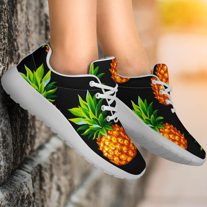 Black Pineapple Pattern Print Sport Shoes GearFrost
