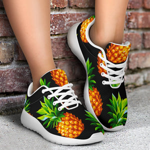 Black Pineapple Pattern Print Sport Shoes GearFrost