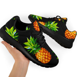 Black Pineapple Pattern Print Sport Shoes GearFrost