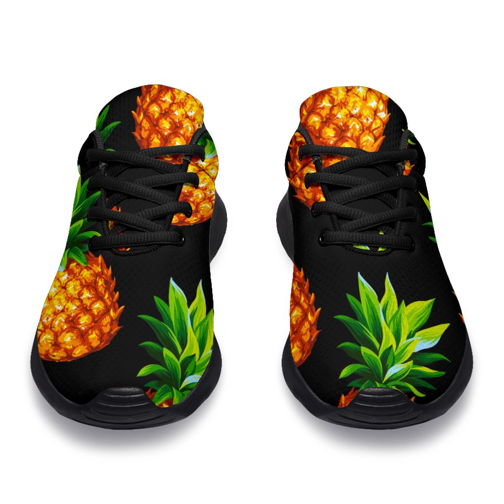Black Pineapple Pattern Print Sport Shoes GearFrost