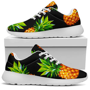 Black Pineapple Pattern Print Sport Shoes GearFrost