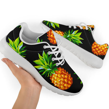 Black Pineapple Pattern Print Sport Shoes GearFrost