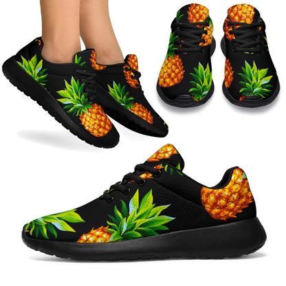 Black Pineapple Pattern Print Sport Shoes GearFrost