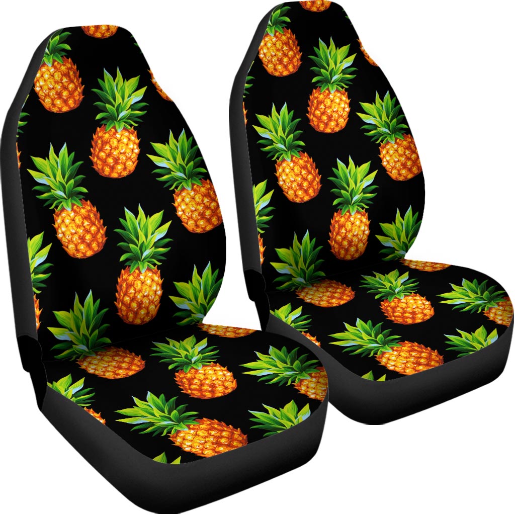 Black Pineapple Pattern Print Universal Fit Car Seat Covers
