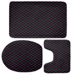 Black Pink And Blue Argyle Pattern Print 3 Piece Bath Mat Set