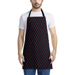 Black Pink And Blue Argyle Pattern Print Apron