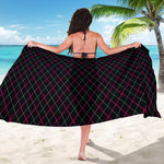 Black Pink And Blue Argyle Pattern Print Beach Sarong Wrap