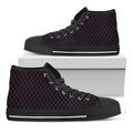 Black Pink And Blue Argyle Pattern Print Black High Top Sneakers