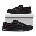 Black Pink And Blue Argyle Pattern Print Black Low Top Sneakers