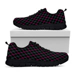 Black Pink And Blue Argyle Pattern Print Black Sneakers