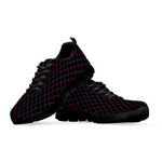 Black Pink And Blue Argyle Pattern Print Black Sneakers