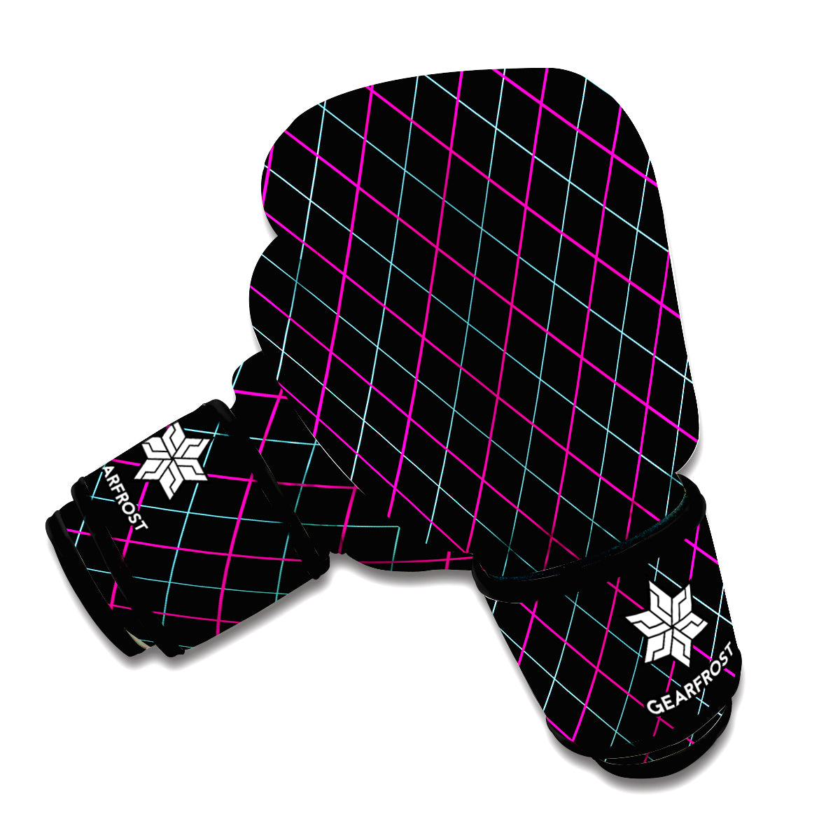 Black Pink And Blue Argyle Pattern Print Boxing Gloves